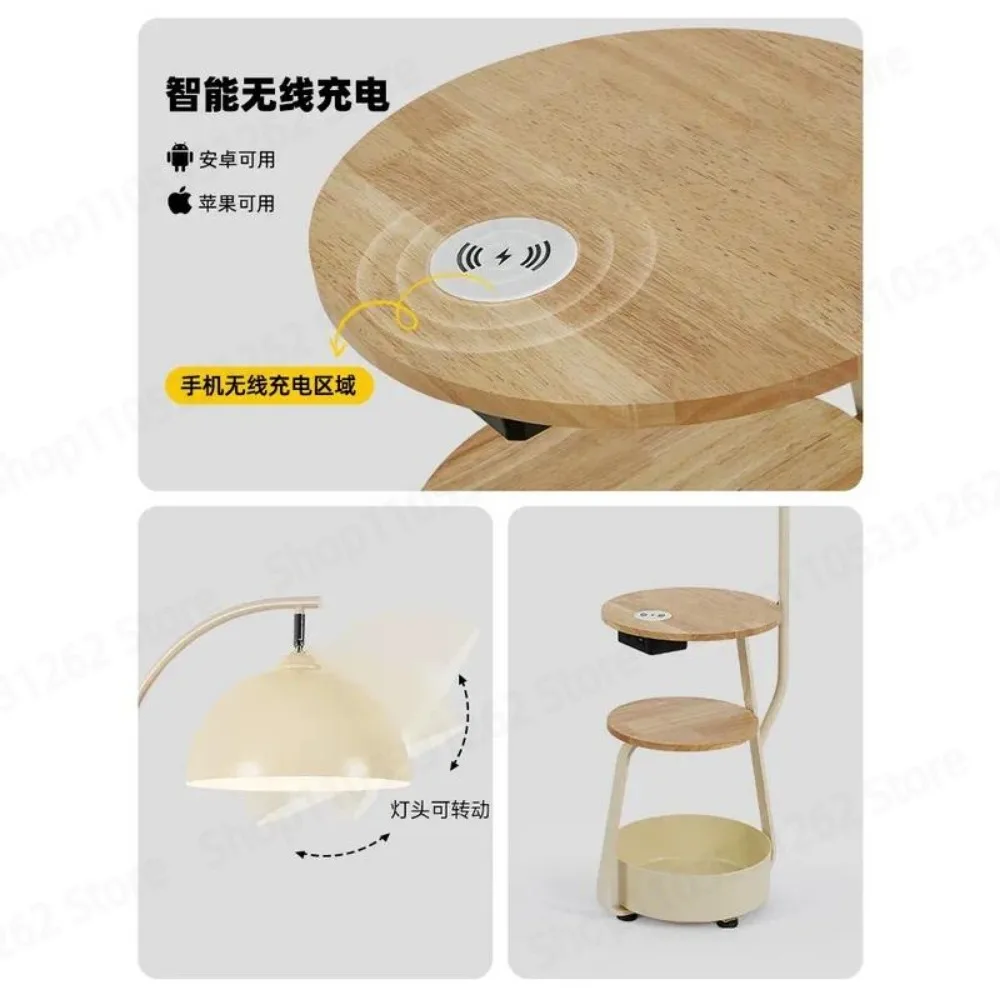 French cream style floor lamp bedside table integrated shelf pomelo ambiance lamp kit set tool