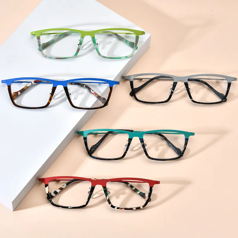 Titanium square glasses frame for men and women youth Harajuku glasses can be equipped with myopia anti-blue light glasses frame