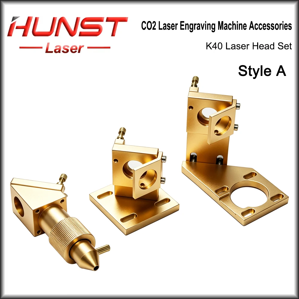 HUNST K Series CO2 Laser Head Set Dia12 / 20mm FL:50.8mm Lens Gold Color for 2030 4060 K40 Laser Engraving Cutting Machine
