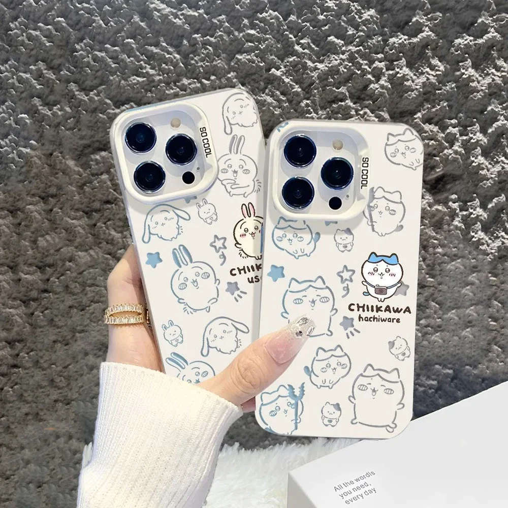 2024ใหม่เคสโทรศัพท์การ์ตูนน่ารัก chiikawas สำหรับ iPhone 16 15 14 13 12 11 PROMAX แคนดี้เคลือบกันกระแทกฝาหลังของขวัญคริสต์มาส