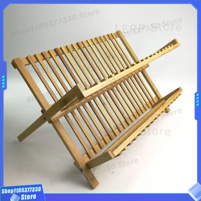 Eco Friendly Bamboo Dish Drying Rack for Kitchen Countertop Compact Cutlery Organizer Holder for Plates Cups and Small