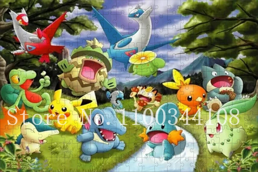 Rompecabezas de Pokémon de 300/500/1000 piezas, rompecabezas de Pikachu, juguetes educativos, juego familiar interactivo divertido para niños, juguetes hechos a mano