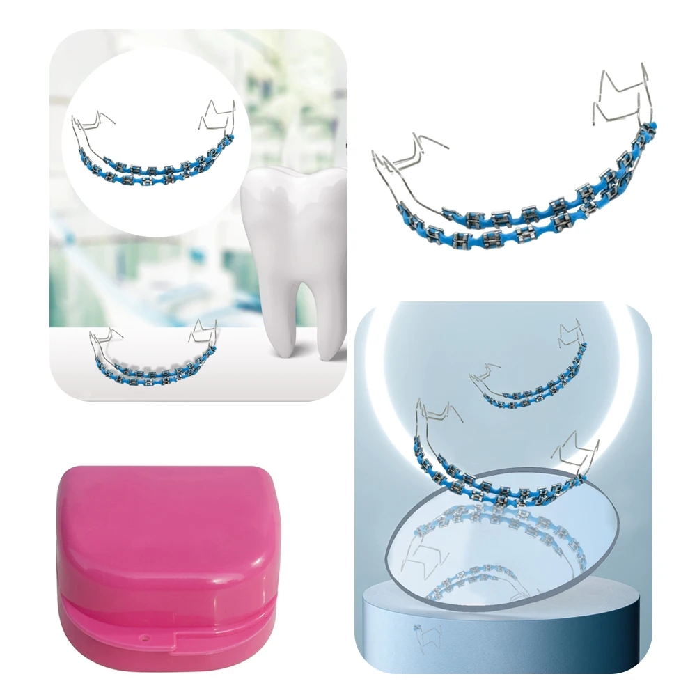 

Temporary Tooth Decoration Orthodontic Braces with Metal Wires & Bracket Dental Metal Bracket with Ligature Ties for Tooth Decor