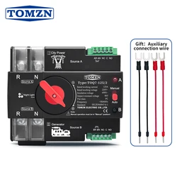 TOMZN Din Rail ATS AC 220V 230V Dual Power Automatic Transfer Electrical Selector Switch Uninterrupted 2P 63A 100A 125A