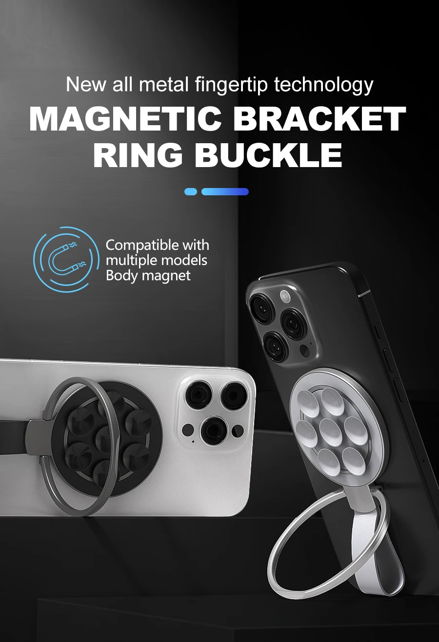 Magnetische Halterung Ring Schnalle Telefon Ständer Silikon Saugnapf Wand Spiegel Halter Finger Ring IPhone Halterung Magsafe Telefon Halter – Detail 1