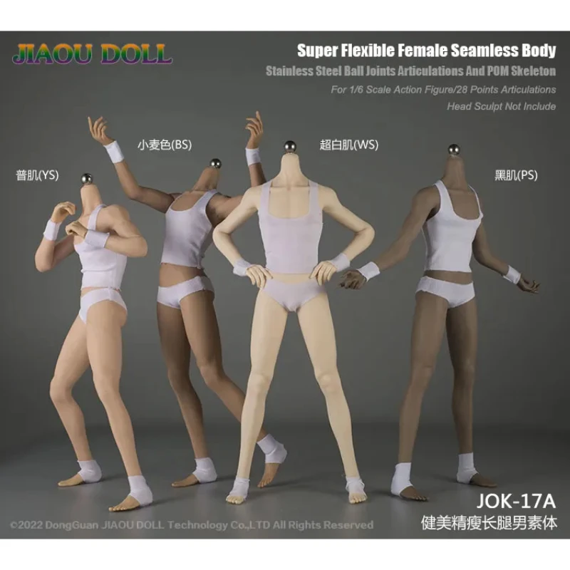 Nueva muñeca JIAOU JOK-17A, escala 1/6, pie desmontable, delgado, cuerpo masculino sin costuras, figura de acción de soldado de 12 ", muñeca súper Flexible
