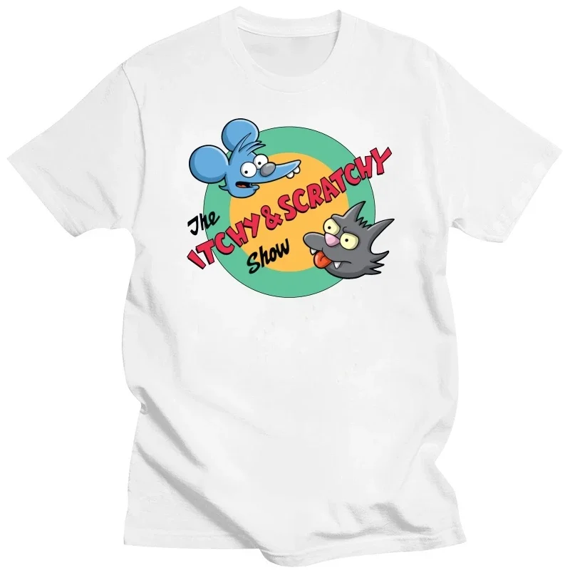 mens summer Tops Hattori  Classic harajuku mens summer Tops  Itchy and Scratchy Porch Pals T Shirt