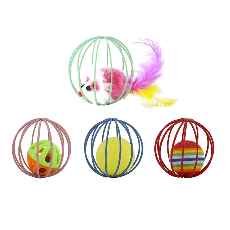 1Pcs Colorful Cat Toys Round Shape Mouse Cage Funny Toys Cat Teaser Toy Pet Product Supplies