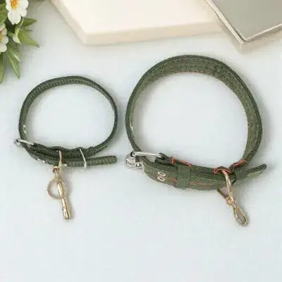 

2pcs Canvas Sheep Collars Green Adjustable For Livestock Dog Cattle Safety Durable Rotating Ring Animal Husbandry Supplies