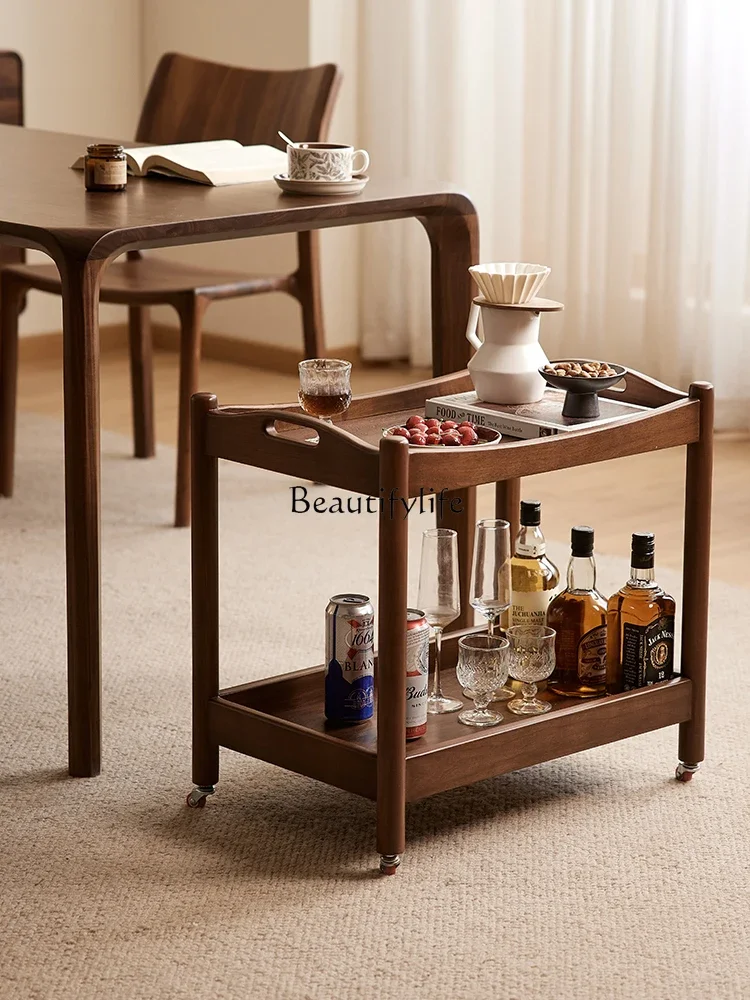 LS 04 حافة الجوز الأسود في أمريكا الشمالية قليلة مع عجلات عربة متنقلة من الخشب الصلب زاوية غرفة المعيشة المنزلية عدد قليل من