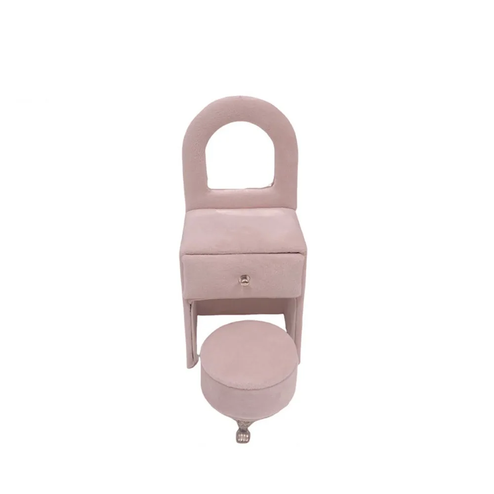 

Dutch Velvet Sofa Shaped Jewelry Box Elegant Bracelet Mini Couch Earrings Ring Display Stand Pink Luxury Doll House Furniture
