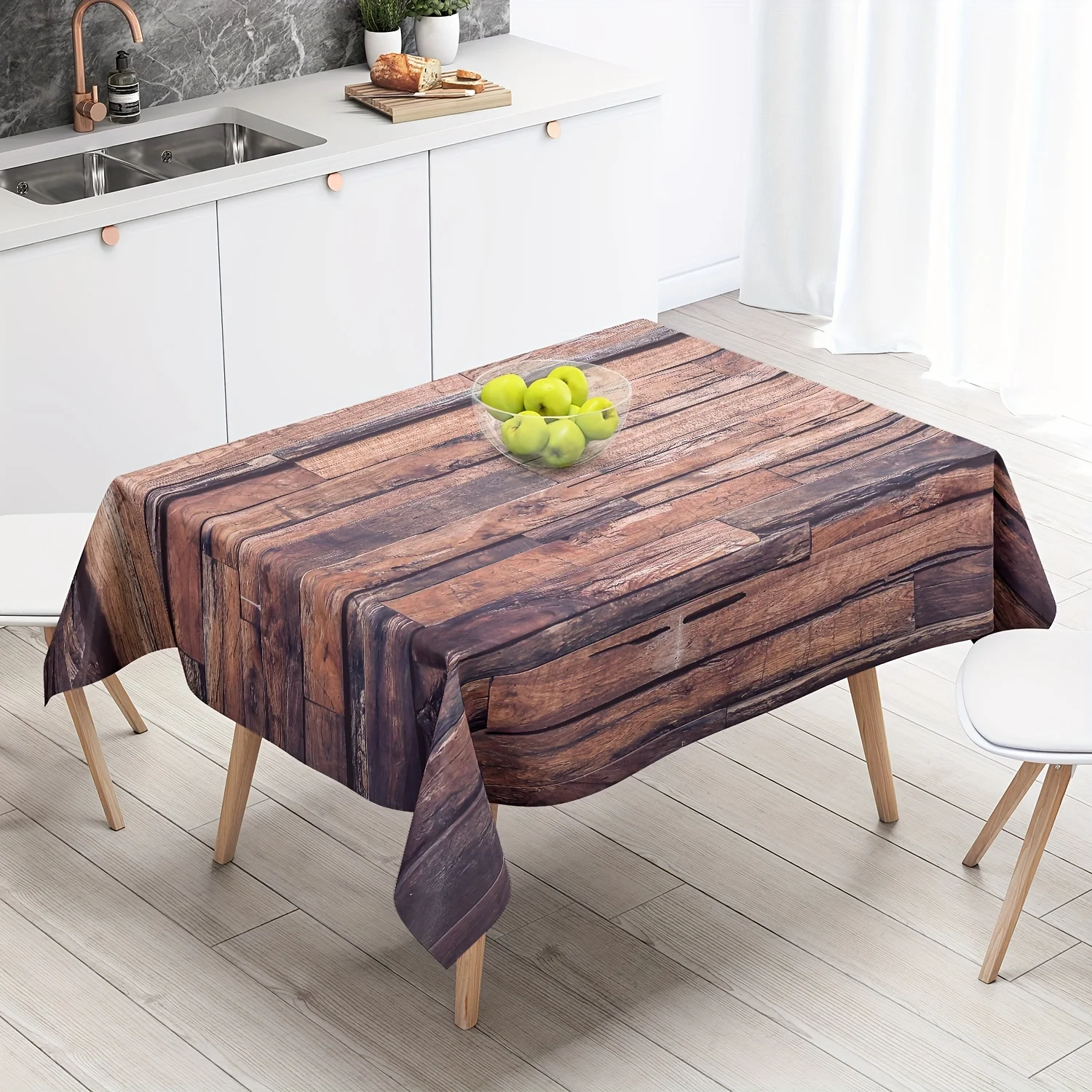 Stain Resistant Vintage Wood Grain Tablecloth for Home Restaurants Weddings Picnics Camping Birthday Decoration Table Cloth