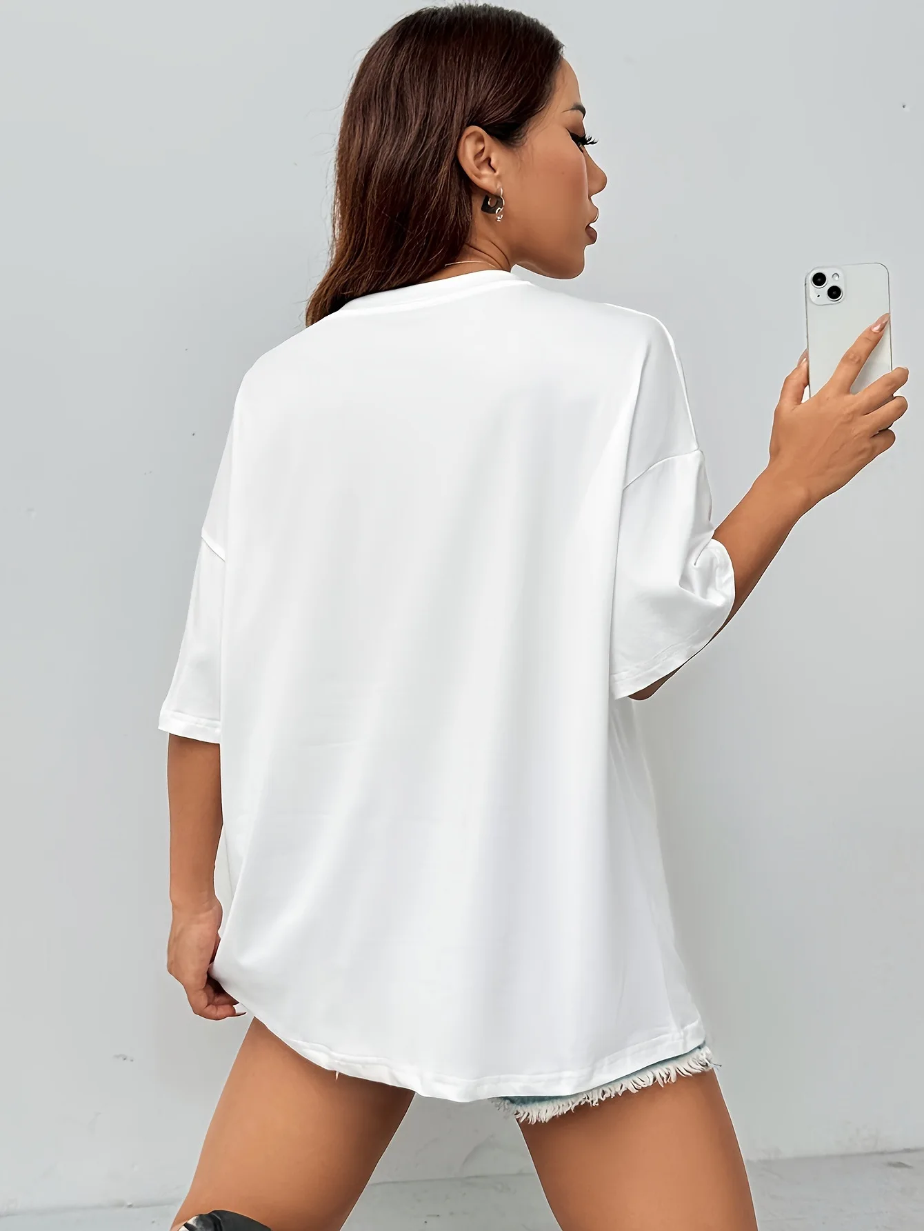 Vacation Aesthetic Women White Oversized Cotton T-Shirt 