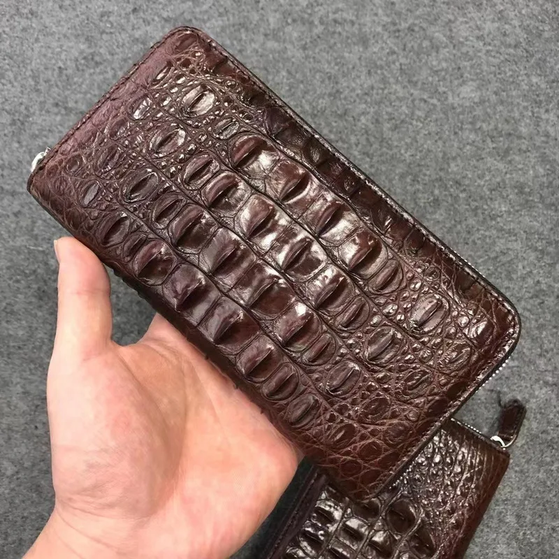New Thai Style  Men's Long Bag Real Leather Leather Handheld Bag Business Crocodile Skull Zipper Wallet Female Purse Men Wallets