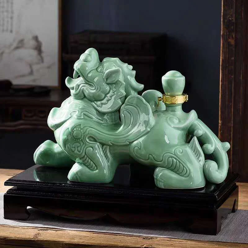 2021 Good luck Porcelain dragon PI XIU Decorative statue HOME OFFICE company SHOP Talisman Money Drawing ZHAO CAI WINE pot