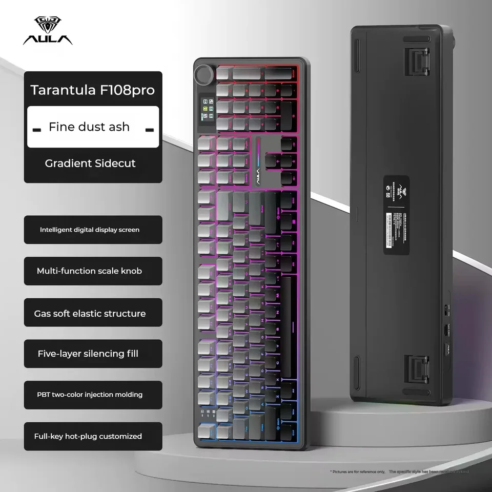 AULA-F108 proメカニカルキーボード,ワイヤレスrgb,ホットスワップ,fr4