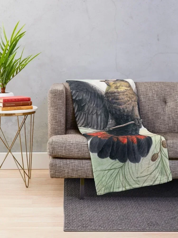 Glossy Black Cockatoo art by Nadya Neklioudova Throw Blanket For Decorative Sofa Warm Blankets