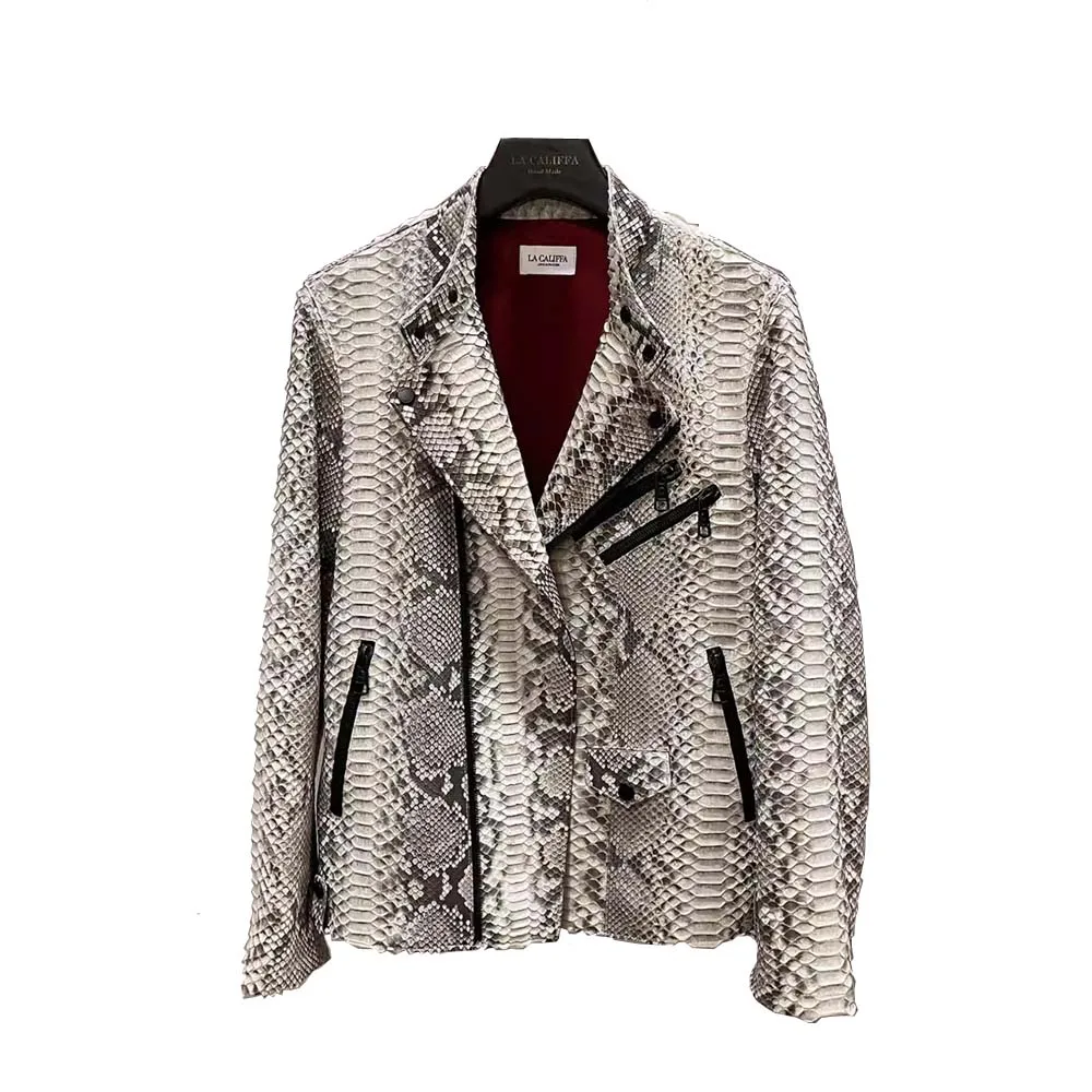 Python Skin Slim Biker Jacket