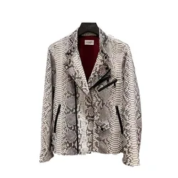 Python skin slim moral integrity Biker jacket men male coat