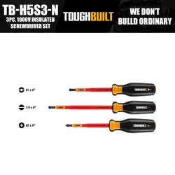 ToughBuilt TB-H5S3-N 3PC. 1000V Insulated Screwdriver Set Hand Tools Accessories