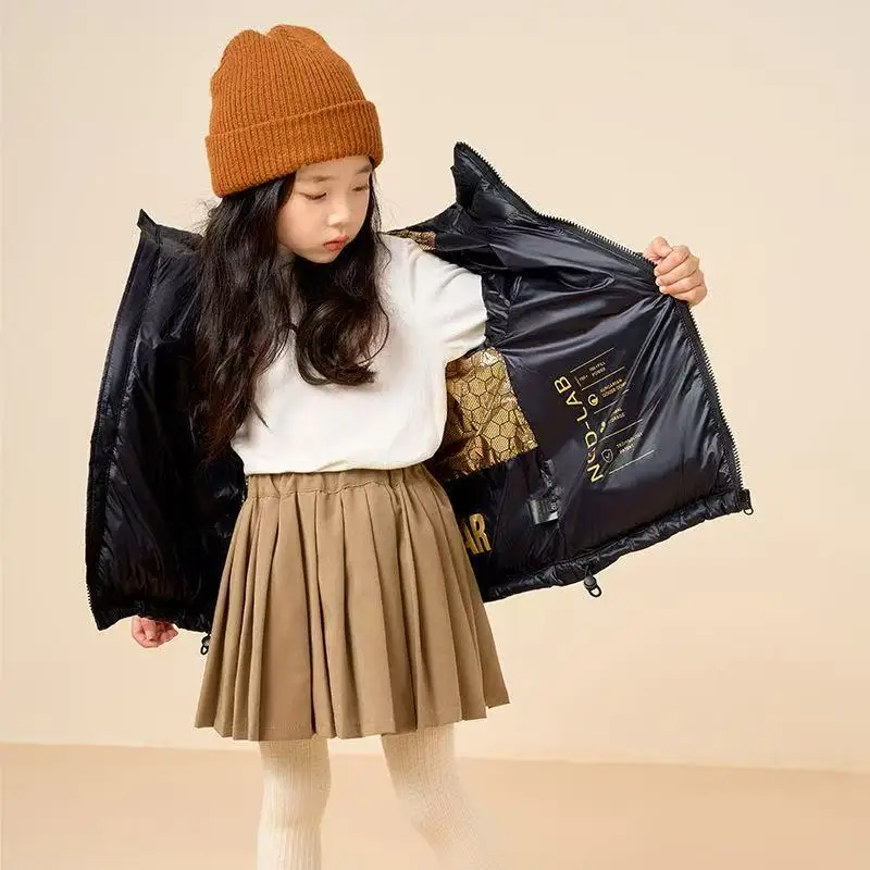 

2025 New Children's Winter New Cotton Jacket With Thick Cotton Coat and Velvet for Boys and Girls Motorcycle Wear 110-170CM