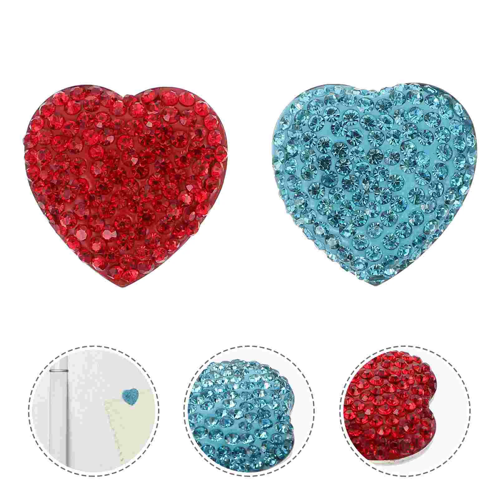 

2 Pcs Heart Shaped Full Diamond Fridge Magnets Stainless Steel Rhinestone Refrigerator Sticker Metal Decals Home Decor Fridge