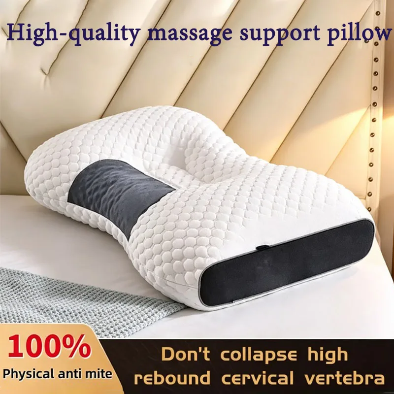 Cervical Neck Pillow Soybean Fiber SPA Massage Neck Support Pillow Ergonomic Memory Pillow Relieve Neck Pain Improve Sleep