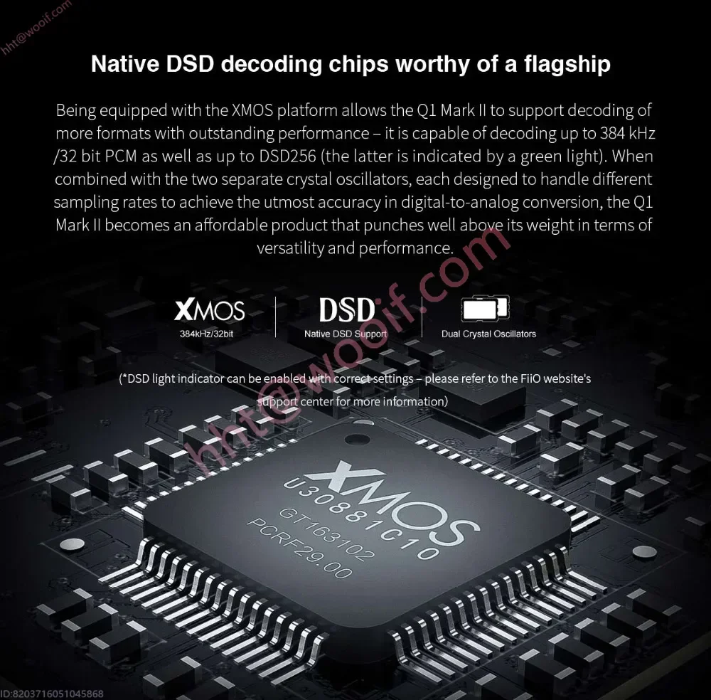 فييو 	 Q1 Mark II/ FQ1222 مضخم صوت عالي الدقة DAC DSD مضخم ضوت سماعات الأذن XMOS 384 كيلو هرتز/32 بت لهاتف Iphone /iPad/PC AK4452 Q1II