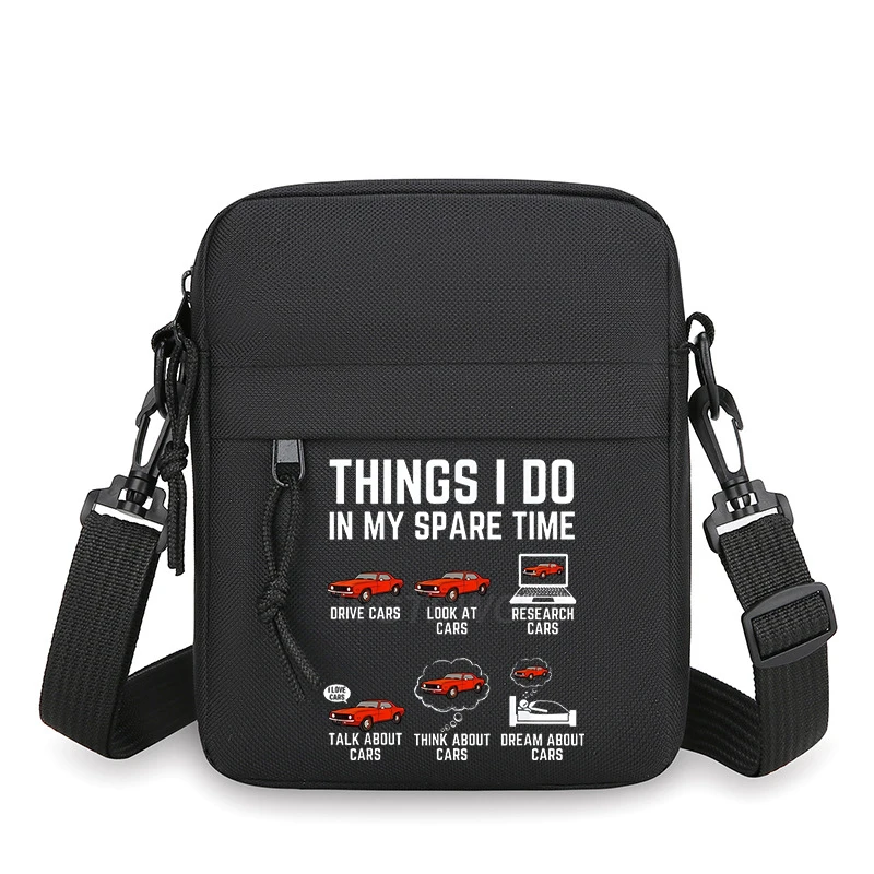 

«Tings I Do in My Spare Time Drive Cars» Повседневные мужские сумки на плечо Подарок для любителей автомобилей Унисекс Сумка для мобильного телефона Веселая мини-сумка через плечо