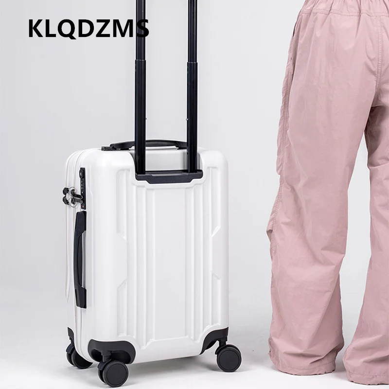KLQDZMS Travel Luggage 20 Inch ABS+PC Trolley Case Women's Boarding Box Student Password Box Front Opening Laptop Suitcase