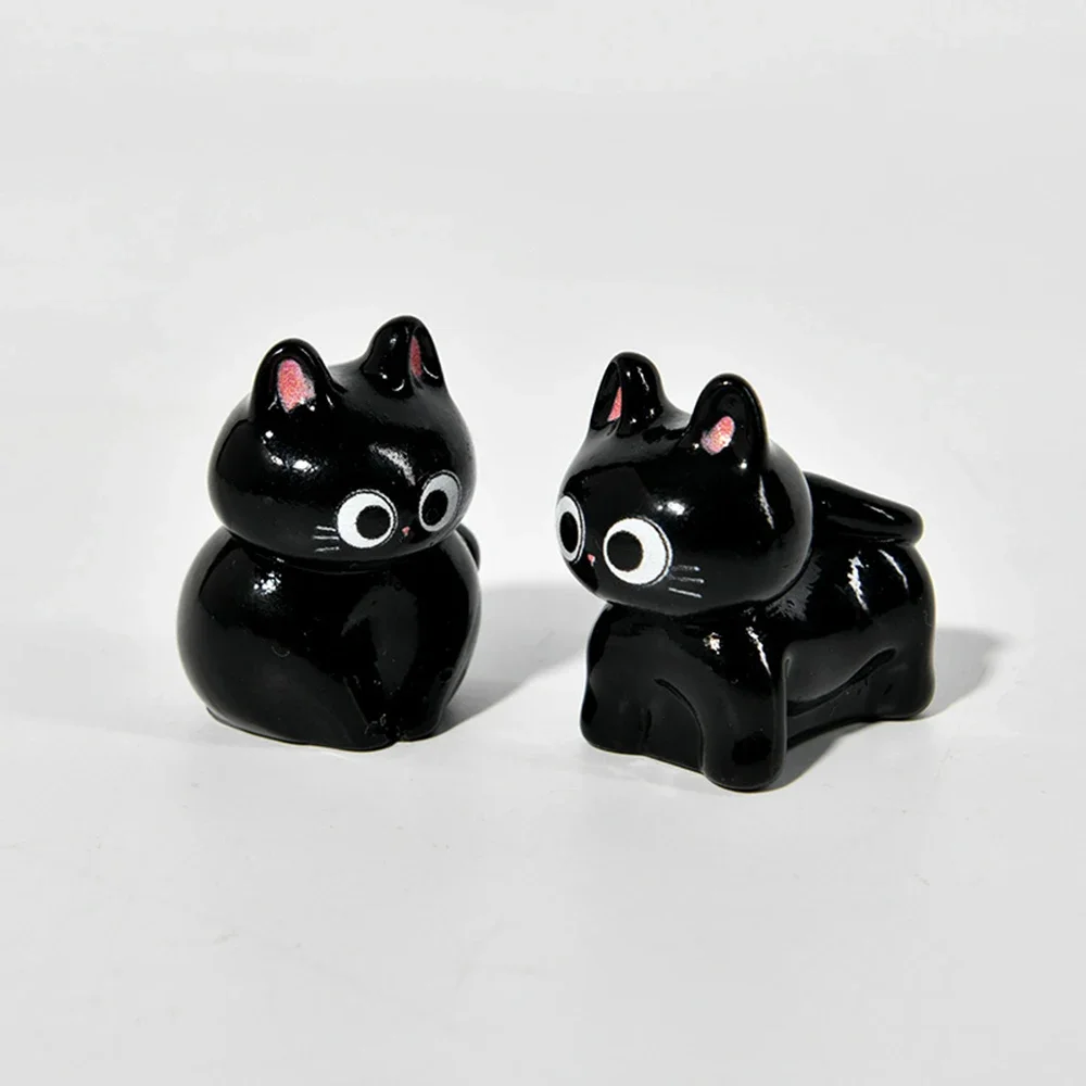 Estatueta de gatos de resina de desenho animado, mini gatinho,  ornamentos para casa, criativo, desktop, carro, montado,