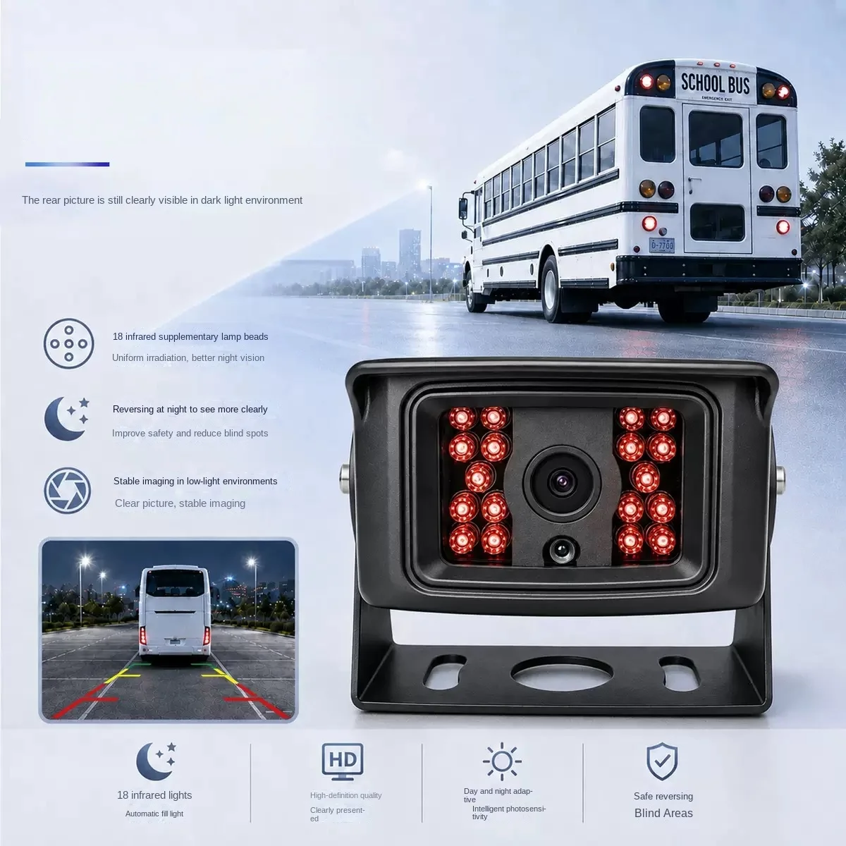 Engineering truck excavator monitoring camera 1080PAHD high-definition infrared night vision truck rear-view reversing image