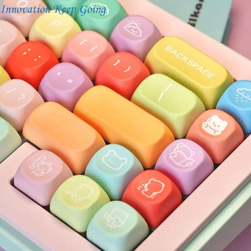 E65C 132Key MOA Profile Keycap Set PBT Dyes Sublimated Colorful Keycap for MX Switches