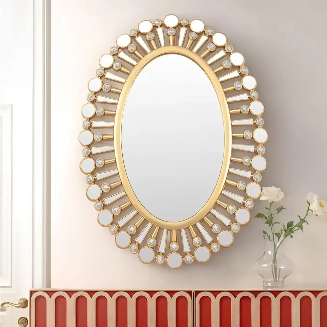 73X54cm الفاخرة الخشب الفن الإطار كبير الحديثة جدار غرفة نوم ماكياج مرآة سمك للمنزل فندق الحمام ديكور-جديد