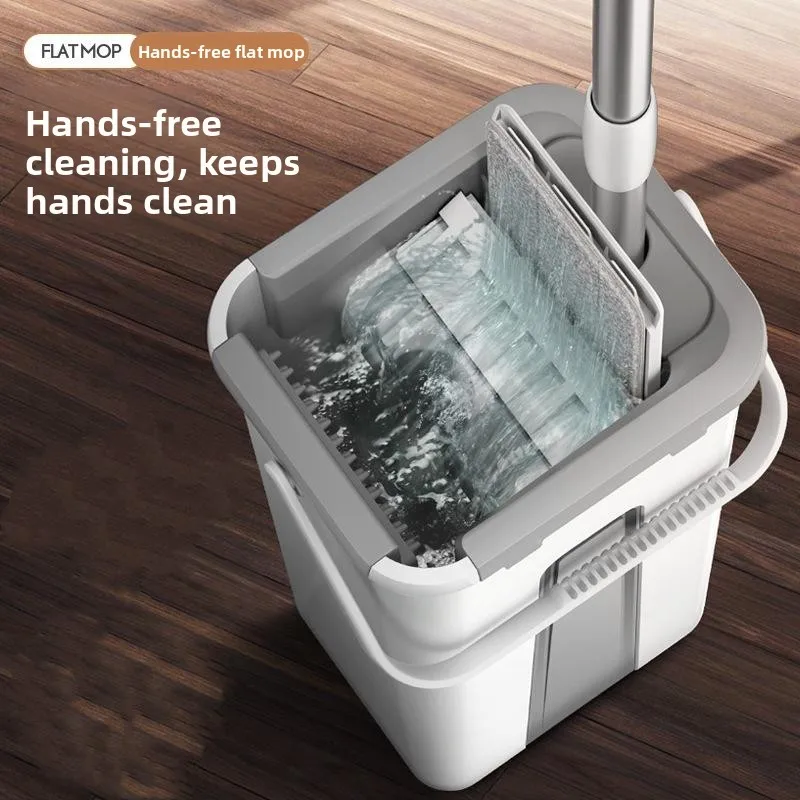 

Новая двухсторонняя впитывающая ткань для влажной и сухой швабры без рук для домашнего использования, плоская швабра, ведро в комплекте, инструмент для чистки пола для ленивого человека