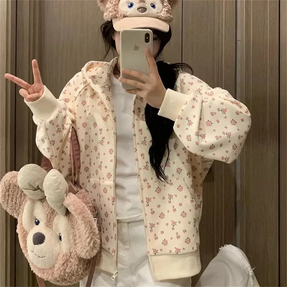 클래식 여성용 개성 풀오버 여행용 꽃무늬 프린팅 후드티 통기성 좋은 루즈핏 크루넥 스웨트셔츠 의류 활력