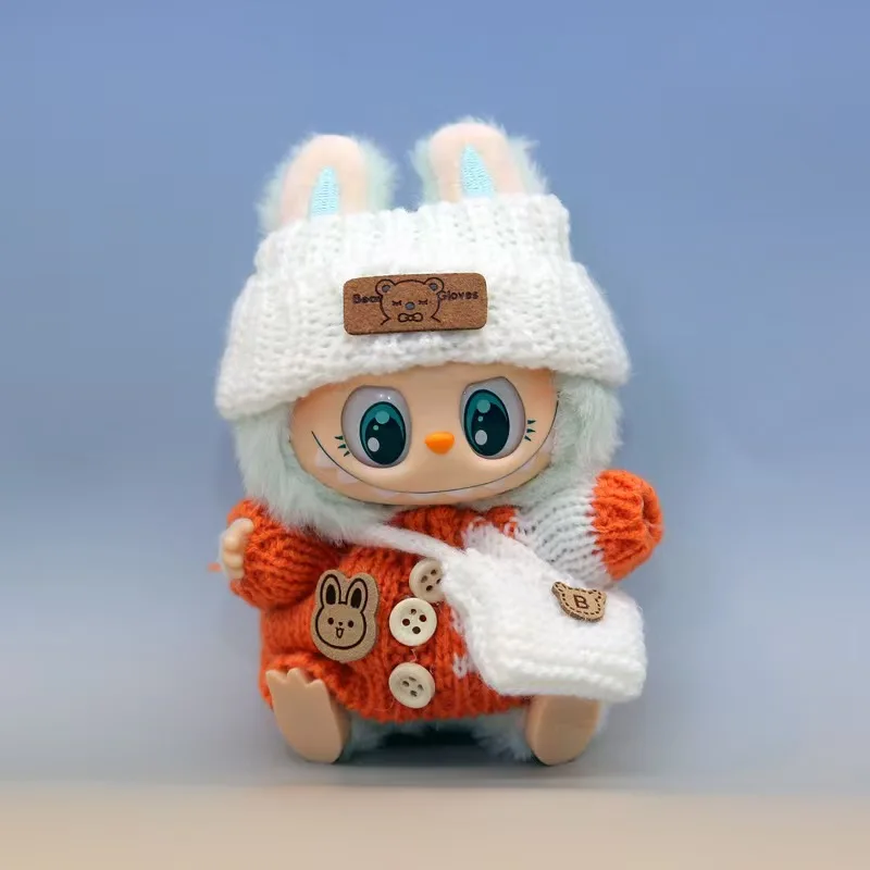 

Для 15-17 см V1v2 V3 Labubu одежда наряд Labubu сидячая вечеринка этикетка с медведем шарф шляпа сумка аксессуары для кукол милое украшение