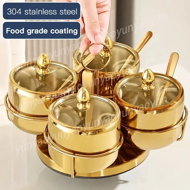 304 stainless steel pepper and salt shaker Pepper jar Restaurant Western table seasoning bottle Golden sprinkling box