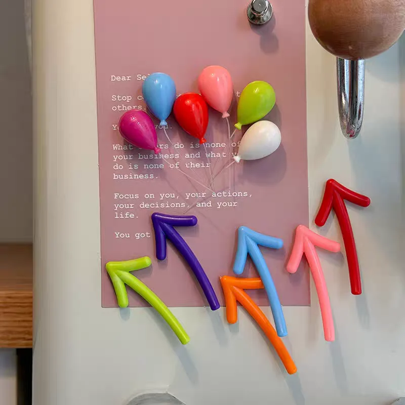 6pcs Personalized and Fun Arrow Balloon Refrigerator Magnets Cute Mark Creative Birthday Magnet Fridge Photo Message Decorative