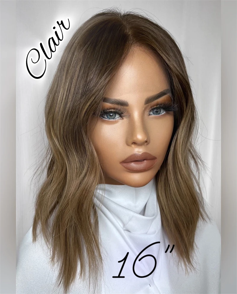 Peruca curta loira marrom 13x4, peruca frontal de renda destaques, peruca sintética bob para mulheres, cosplay, sem cola, fibra premium