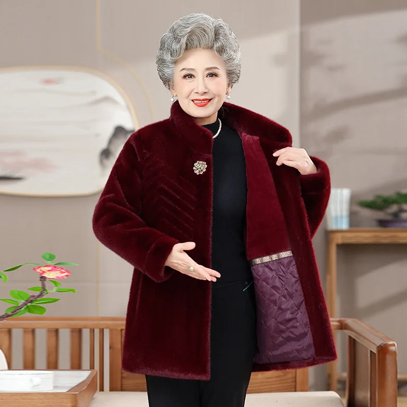 

2025 Faux Mink Fur Coat Women's Double-faced Fur Short Overcoat Winter Thicken Stand-up Collar Loose Outerwear Casual Top Female