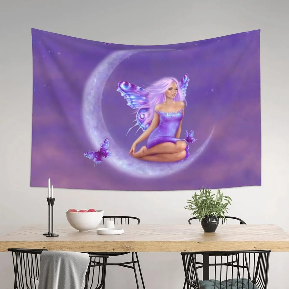 

Lavender Moon Butterfly Fairy Tapestry Wall Deco Bedroom Decor Wallpaper Decoration Wall Tapestry