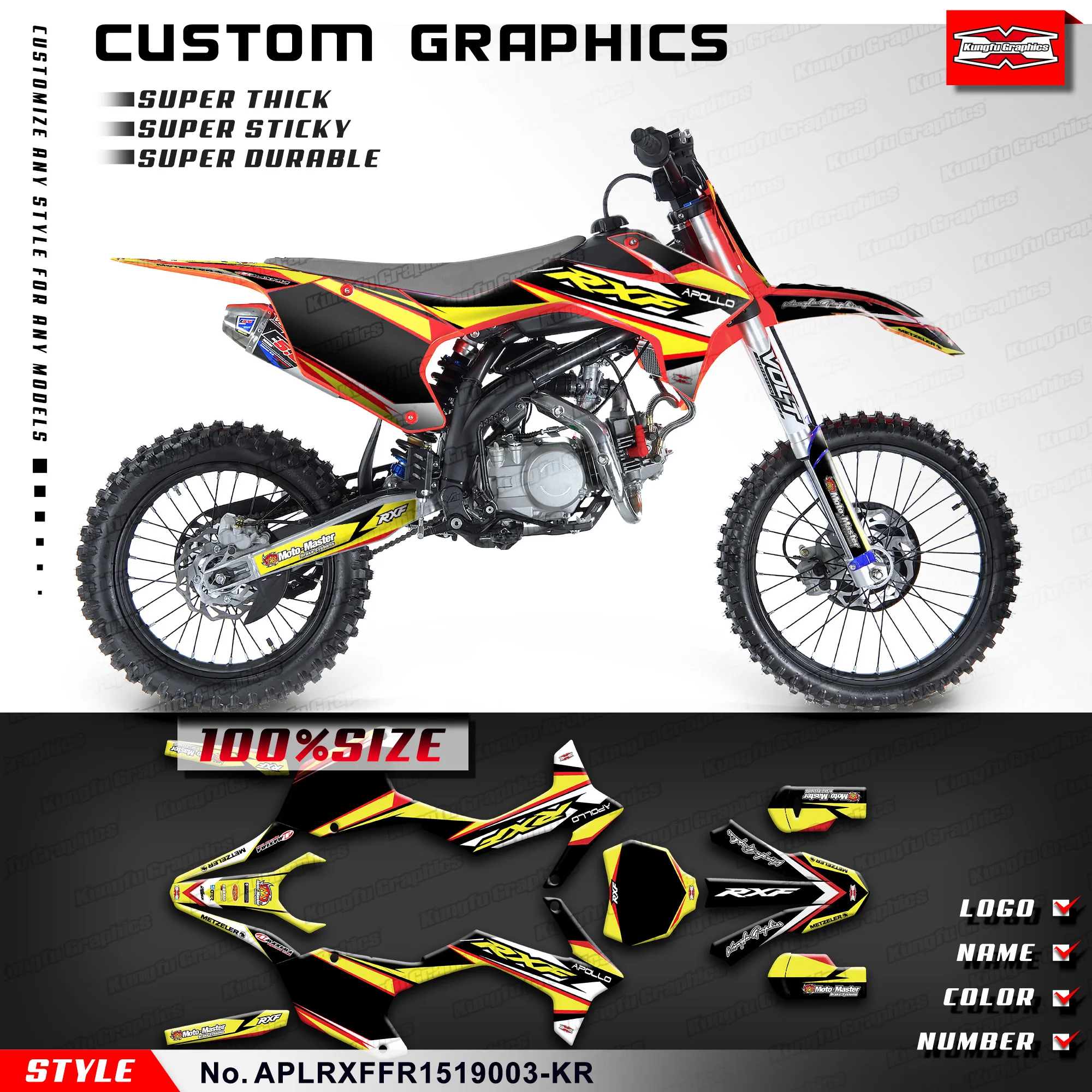 

KUNGFU GRAPHICS Racing Graphics Stickers Complete for Apollo RXF Freeride 150 190 APOLLINO, Accessories, APLRXFFR1519003-KR