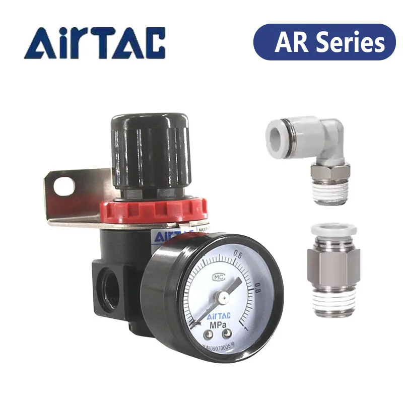 Airtac AR2000 1/4'' AR1500 G1/8'' 6mm 8mm 10mm 12mm Air Control Compressor Pressure Relief Regulator Valve with Fitting