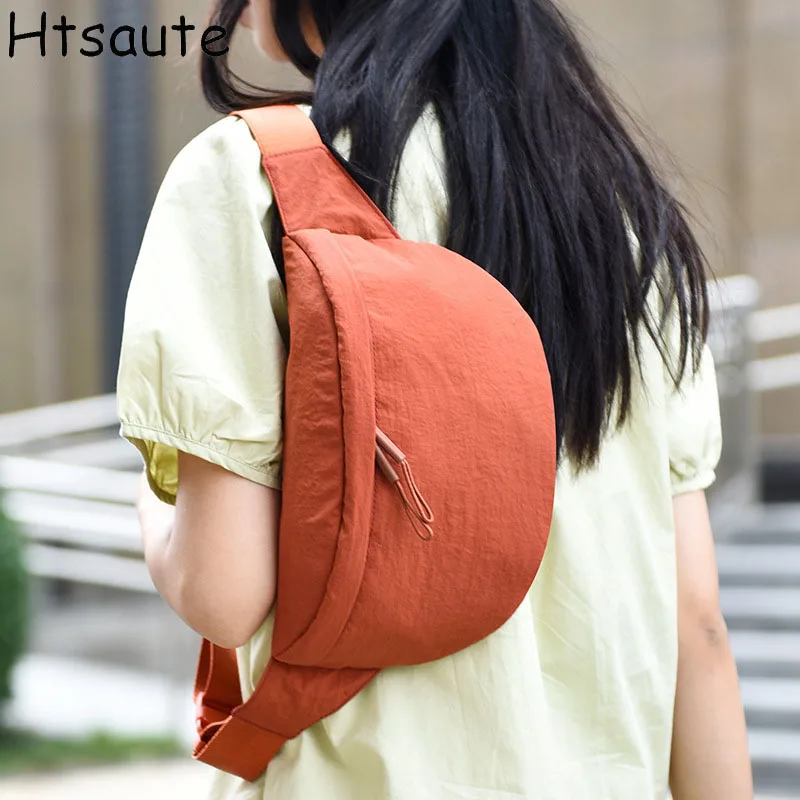 

Chest Pack For Ladies Nylon Shoulder Crossbody Bags Casual Solid Color Large Capacity Waist Pack Bag Ladies Running Bag