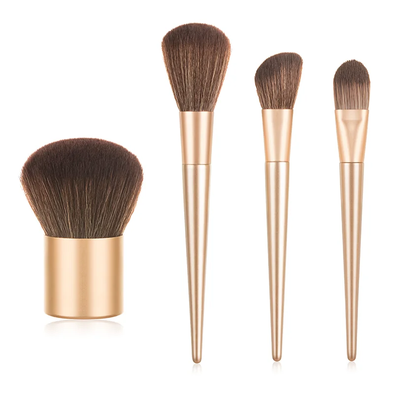 4-teiliges Make-up-Pinsel-Set – Puder-Rouge Contour Foundation Essential Brushes Kit, professionelle Premium-Kosmetikwerkzeuge