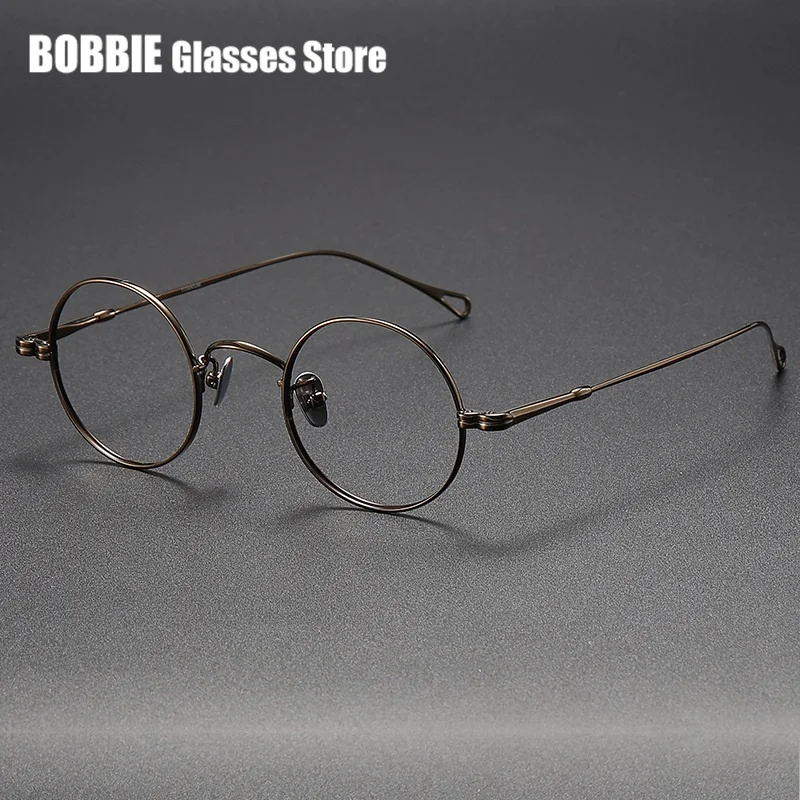 Japanese Retro Small Round Eyeglasses Pure Titanium Ultra-light Men Women Anti Blue Light Near Vision Glasses Frame Optical Eye