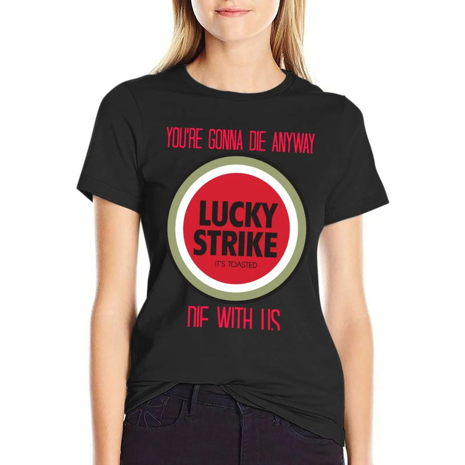 mad men lucky strike ad - red text T-Shirt shirts graphic tees cute clothes womans clothing