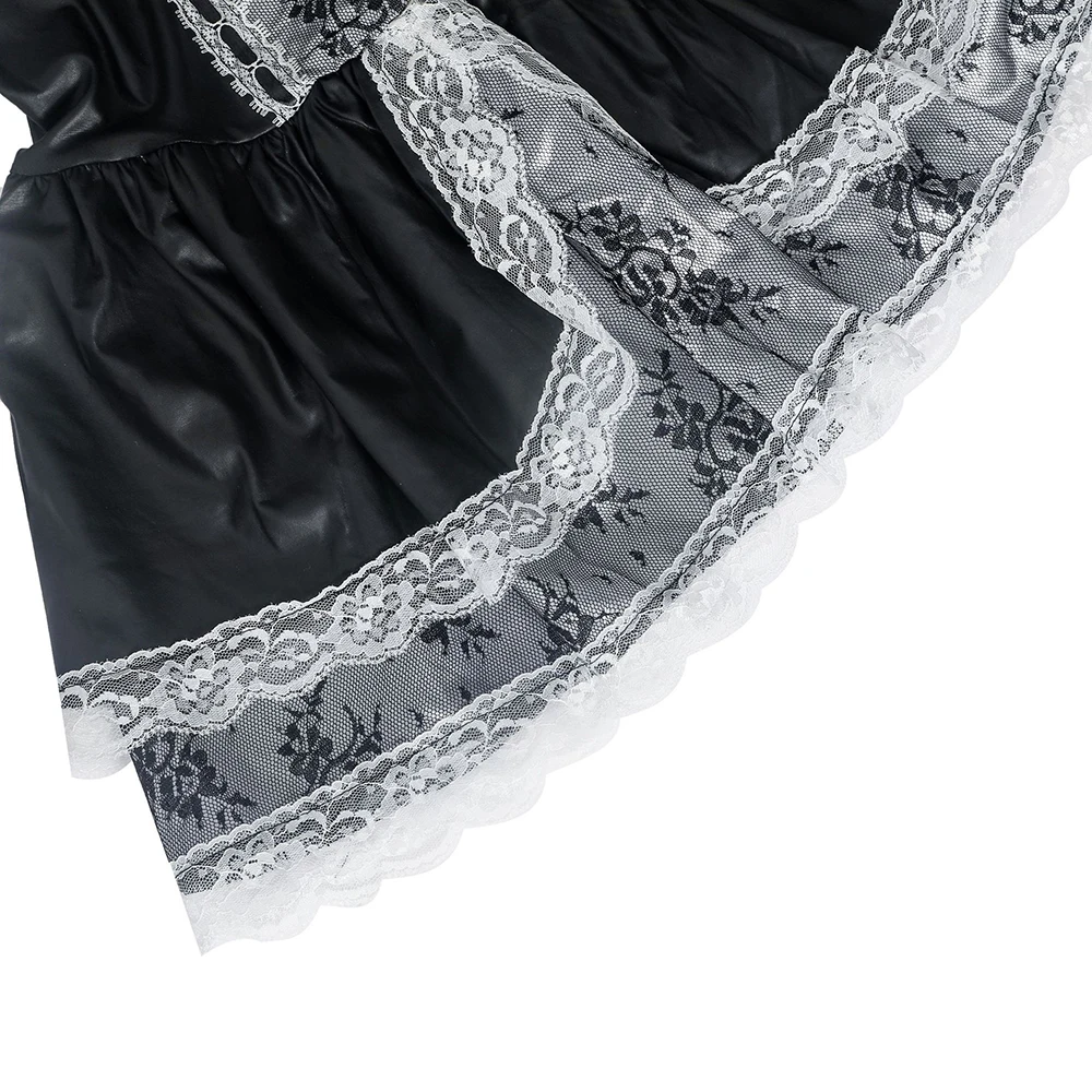 Halloween Sexy French Maid Costume Women Exotic Servant Cosplay Uniform Low-Cut Neckline Mini Maid Dress Fancy Costume