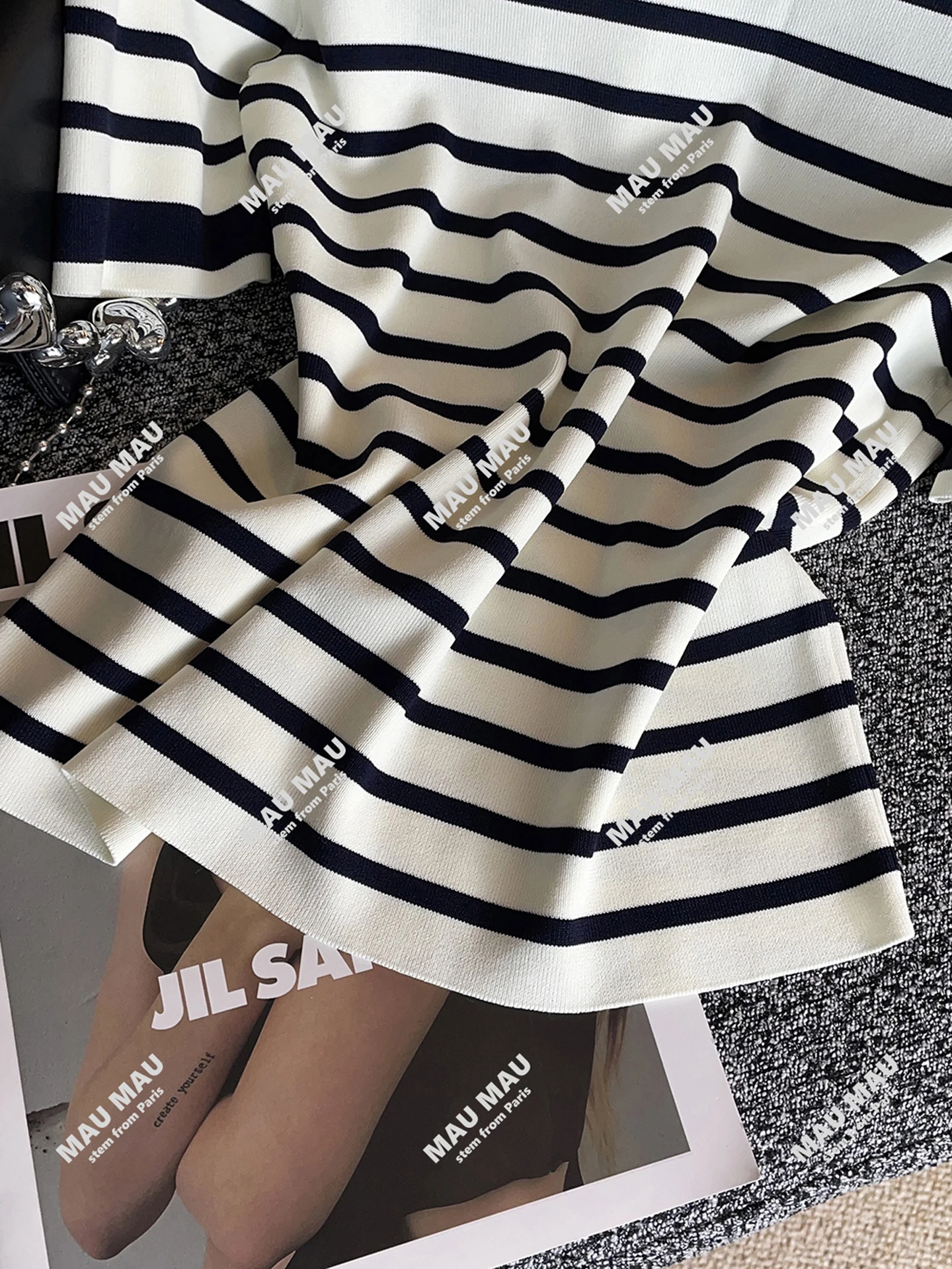 Abnehmen Effektiven Casual Streifen Muster frauen Gestrickte T-shirt Top Faionable Pendeln Sle Regular Fit ort Sve